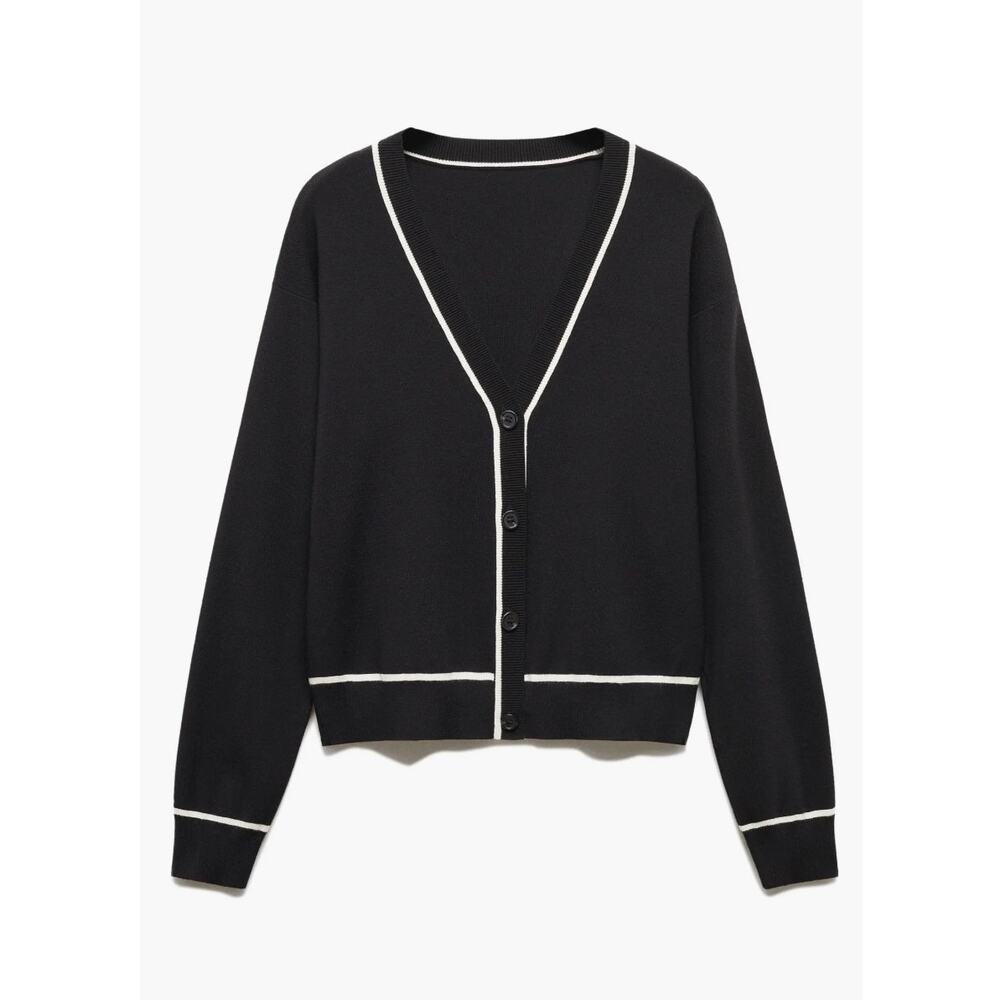 NWT MNG Mango Contrast Trim Cardigan & Matching Knit Tank Top Set, Size S